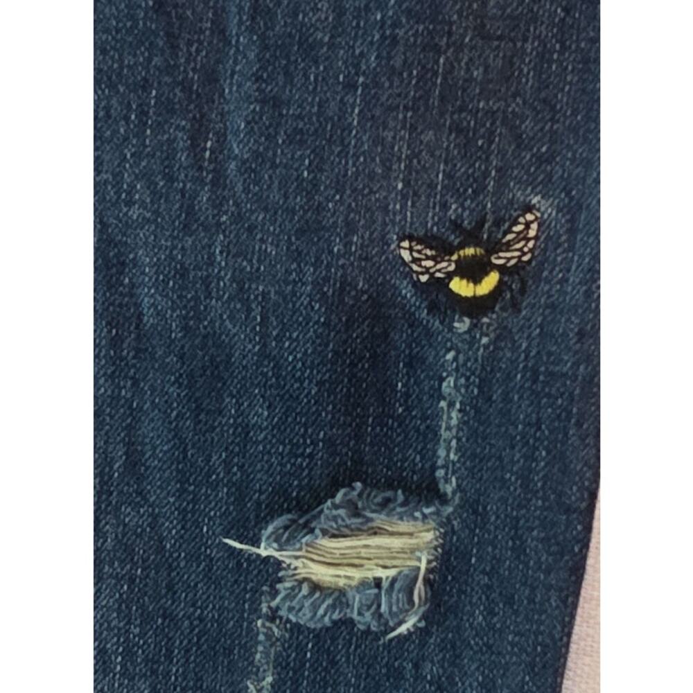Forever 21 Men's Slim Fit Patch Jeans 32 Peace Embroidered Painted Streetwear - Picture 10 of 13